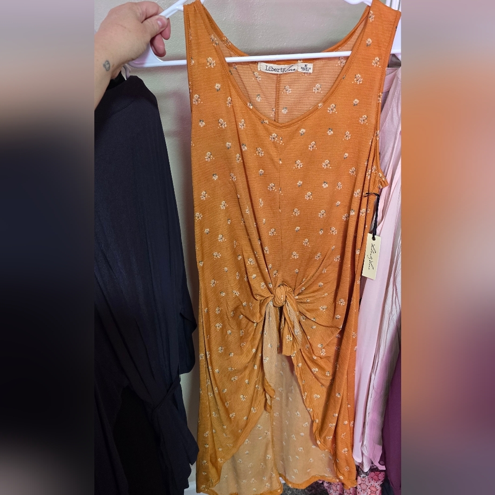 Liberty Love Floral V-Neck Dress in Warm Tan